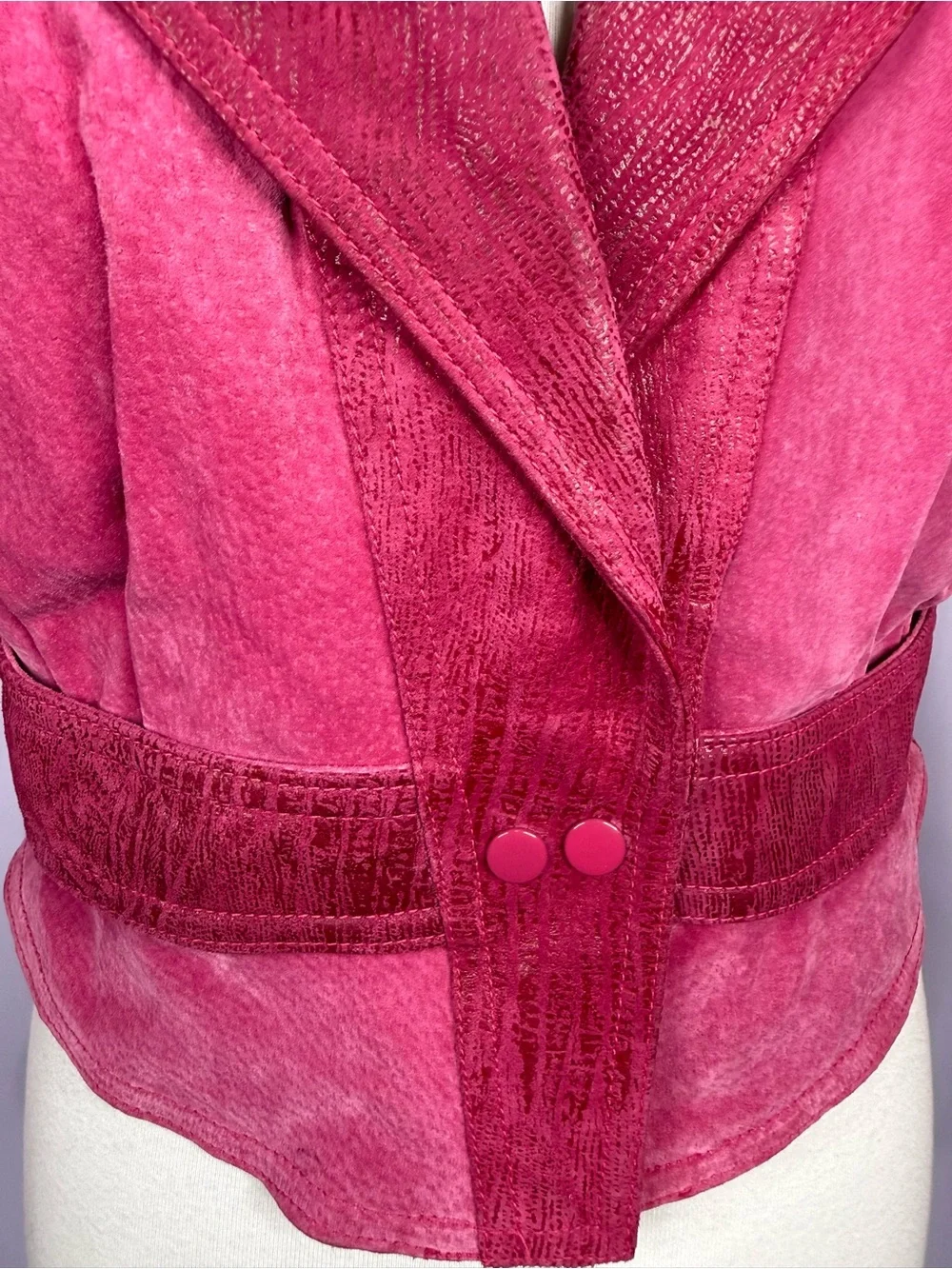 Vintage Bermans 80's Pink Suede & Leather Matching Skirt Set